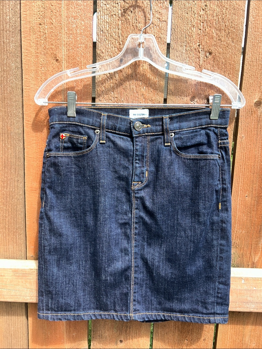 Hudson Denim Dark Wash Pencil Mini Skirt Size 25